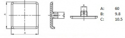 Profilabdeckkappe 60x60 Nut 10 grau