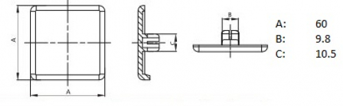 Profilabdeckkappe 60x60 Nut 10 grau