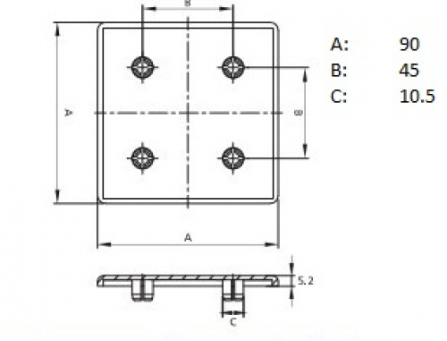 Profilabdeckkappe 90x90 Nut 10 grau