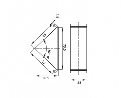 Winkelabdeckkappe 20x40 Nut 6 grau